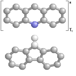 Acridine in its lowest exited triplet precursor state.